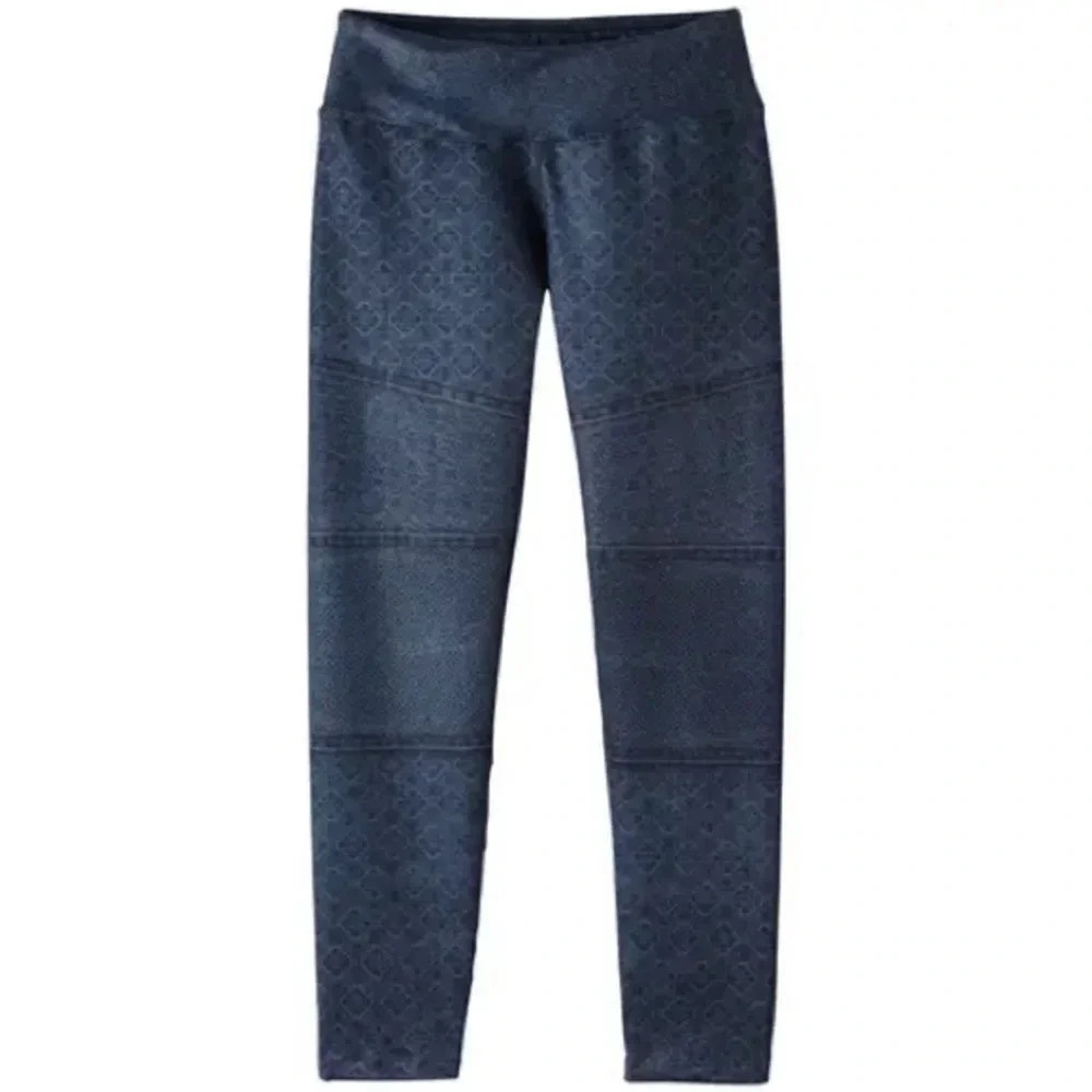 PrAna Roxanne Printed Leggings Pull On Stretch Small patchwork grey boho Moto